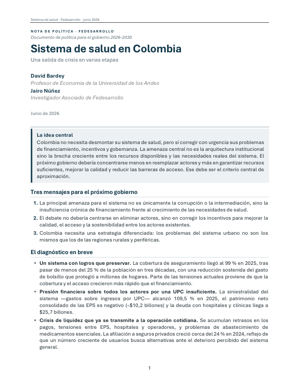 Primera página de la Nota de Política